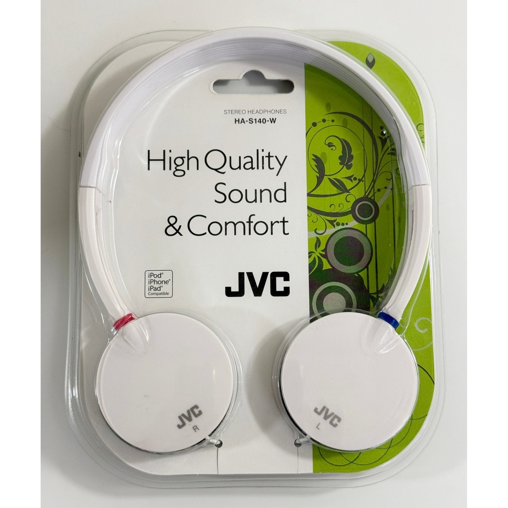 JVC Stereo Headphones White HA-S140-W Flat Foldable Lightweight Wired